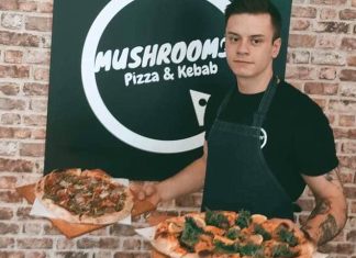 Mushrooms pizza&kebab