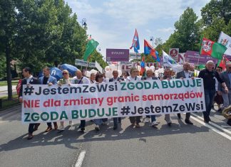 „Nie oddamy naszych Gmin”. Mieszkańcy i samorządowcy protestowali w Warszawie